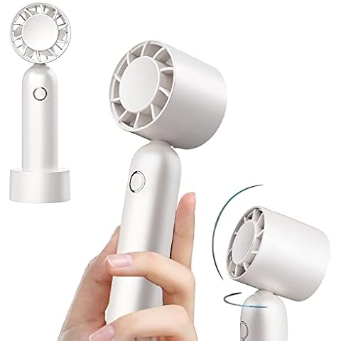 YP Gadgets Turbo Handheld Fan. Hand Fan with Desk Fan Base Inc.2 Colours.Desktop Table Fan. Silent Portable Hand Held Rechargeable Battery USB Fan. Mini Cooling Bedroom Eyelash Fan. (White 2000mAh) Cover