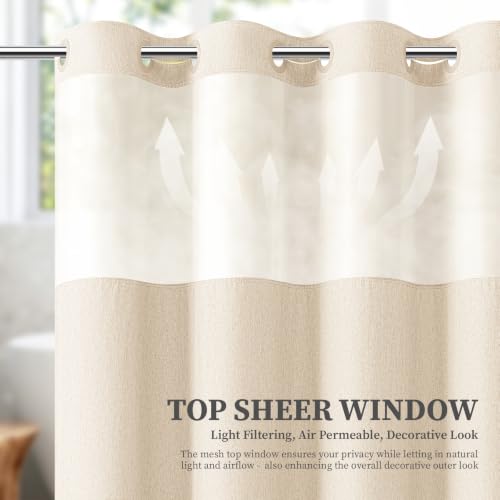 BTTN 48x75 Ringless Linen Textured Shower Curtain with Snap in Liner, Cream by BTTN - Used condition - Image 8