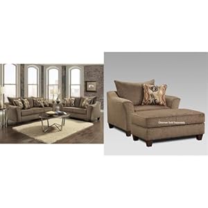 Roundhill Furniture Camero Cafe Sofa, Loveseat & Accent Chair 3 Piece Set