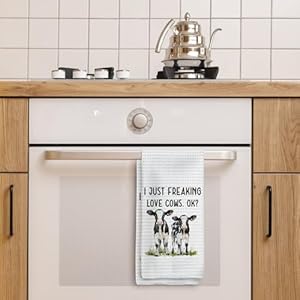 Cow Kitchen Towels Cow Gifts for Woman Cow Lovers Hand Towels Funny Cow Gifts Dish Towels Tea Towels for Kitchen Cow Themed Gifts Cow Kitchen Bathroom Decor 16x24inch