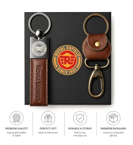 Image of Leather Strap Keychain, Embossed Logo Design, Durable Premium Key Ring for Bike Lovers & Gift Use