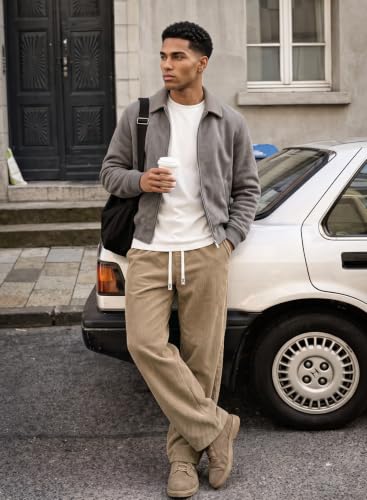 Image of JMIERR Mens Corduroy Pants Wide Leg Baggy Sweatpants