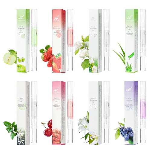 LOPHE Aceite de Cuticulas Uñas, 8 * 3ml Set de Aceite Hidratante de Cutícula, Sabores Mixtos, Aceite Nutritivo para Uñas para Fortalecer y Reparar las Cutículas Agrietadas y Secas (8 Sabores)
