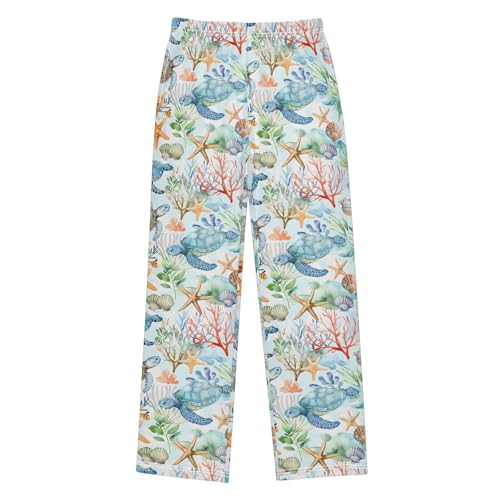Watercolor Bright Sea Turtles Pajamas Bottoms with Pockets Comfy Pjs Sleepwear Elastic Waistband Pajamas Pants Lounge Pants