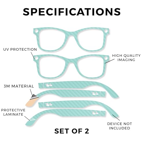 Carbon Fiber Glasses Skin Compatible with Ray-Ban Meta Wayfarer (Gen 1 or 2) - Solid Seafoam - Premium 3M Vinyl Protective Wrap Decal Cover - Easy to Apply | Crafted in the USA by MightySkins by Vision Signs & Graphics - Used condition - Image 2