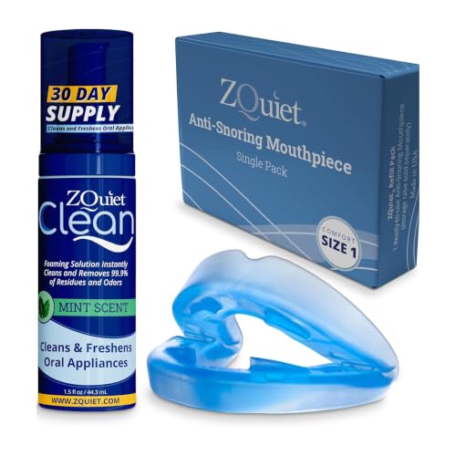 ZQuiet Anti-Snoring Mouthpiece & Cleaner, Size 1, Blue