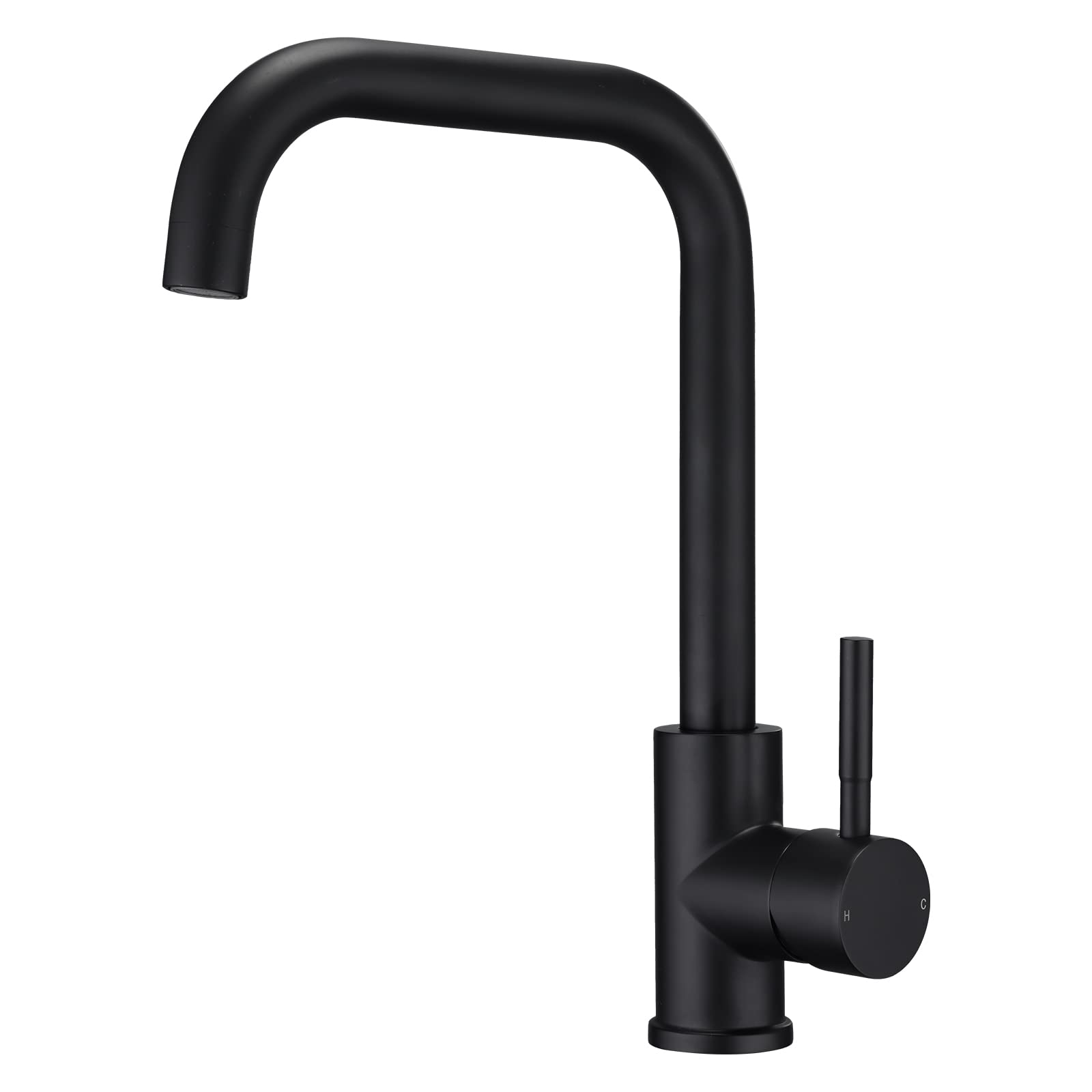 Peppermint Black Kitchen Sink Tap - Single Lever Rectangle Swivel Mixer Taps Modern Mono Faucet For Kitchen And Bar