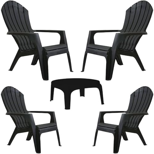 Kit 4 Poltronas Miami Preta + Mesa