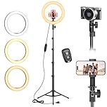 Ring Light with Tripod Stand & Phone Holder Tall 182 cm, 10 inch LED Ringlight Selfie Light with Remote & Phone Holder for Video, Filming, Makeup, YouTube, TikTok