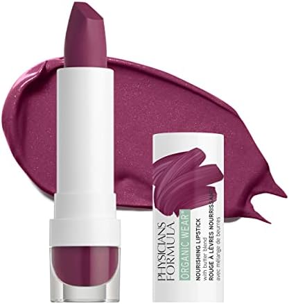 Physicians Formula Organic Wear All Natural Lipstick, Sugar Plum, Nourishing, Dermatologist Approved, Gluten Free