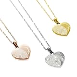 AnnBijoux Personalized Actual Fingerprint Heart Necklace Woman Engraved Fingerprint Jewelry Bereavement Jewelry Gold Silver RoseGold Stainless Steel Heart Pendant Personalized Memorial Mom Necklace