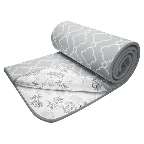 Image of Story@Home Quilted King Size Bed Cotton 100% | 150GSM 225 x 240 CM Quilt AC Blanket for Summer | AC Comforter Double Bed |Grey & White, Floral & Moroccan Reversible Design Duvet | All-Season Blanket