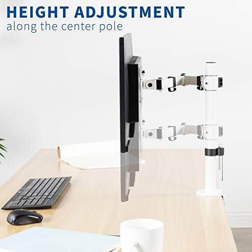 VIVO Single Monitor Desk Mount, Fully Adjustable Monitor Arm Stand with Clamp and Grommet Base, Tilt, Swivel, Rotation - Holds 1 Screen up to 22lbs with VESA 75x75mm or 100x100mm, White, STAND-V001W