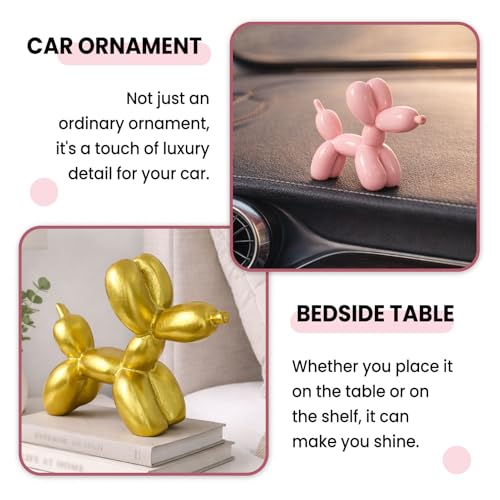 Estatua de perro globo de resina rosa para decoración miniatura 4