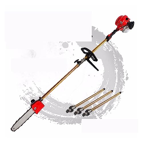 Motosierra de Poste de Largo Alcance de 52cc, Poste telescópico, Motosierra de Gasolina, desbrozadora, podadora de árboles con 3 Postes Extensibles, Herramientas de jardín para jardín, césped