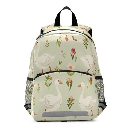 ALAZA Floral Duck Goose Kids Backpack School Toddler Bag Elementary Kindergarten Preschool Bag for Girls Boys