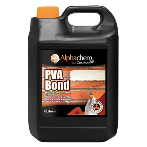 CROMAR AlphaChem PVA Bond | Multi-Purpose Bonding Agent - Concrete & Plaster Additive - General Purpose Adhesive | Rapid Bonding – Improves Adhesion| 5L