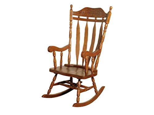 Jay Traditional Solid Wood Carved Rocking Chair - Finish : Oak - Living Room - Conservatory - Nursery Furniture