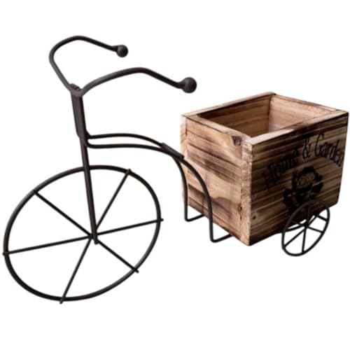 Generic バイクプランター木製植木鉢オーナメント花容器屋内装飾用, 木の色