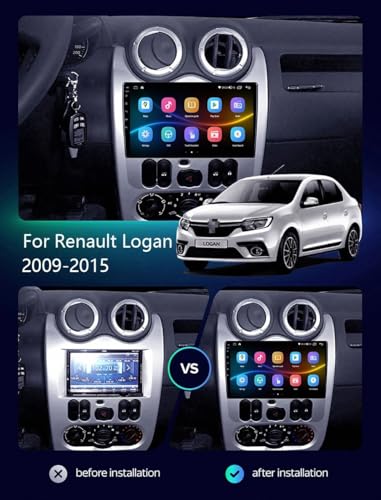 Pantalla Carplay inalámbrica con Android Auto y Bluetooth para Renault Logan 2