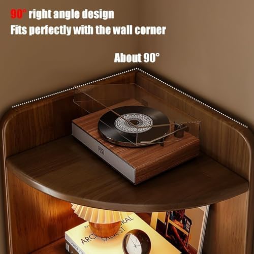 4-Tier Free Standing Corner Shelf - Wooden Open Bookcase for Living Room & Kitchen, 90° Angle Display Rack, Multi-Purpose Storage Solution (Natural Finish)