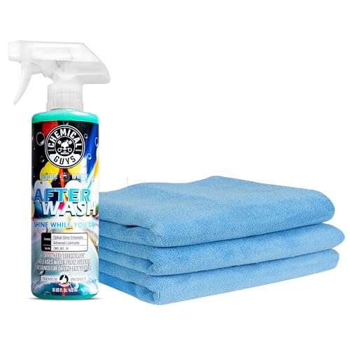 Chemical Guys HOL424 After Wash Sprayable Gloss Boosting Car Wash Drying Aid (Helps Reduce Water Spots 16 fl oz) Super Dry Kit with Premium Microfiber Drying Towels 24x16 (3 Pack)