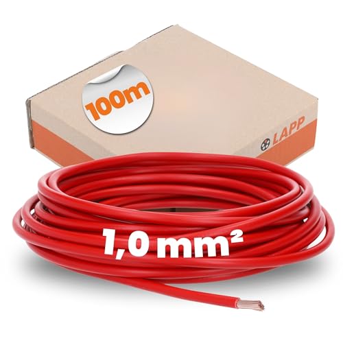 Fil de câblage Lapp H05V-K 1 mm² rouge pour armoire électrique 100m