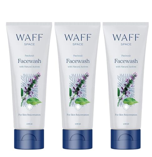 Image of WAFF Patchouli Face Wash | Refreshing, Cooling, Deep Cleansing & Hydrating | Helps Reduce Acne, Controls Oil & Evens Skin Tone | Sulfate-Free, Paraben-Free, Vegan | Unisex & All Skin Types | Pack of 3
