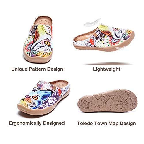 Image of UIN Slipper Woman Travel Art Painted Shoes Wide Toe Casual Home Slip On Mules Malaga