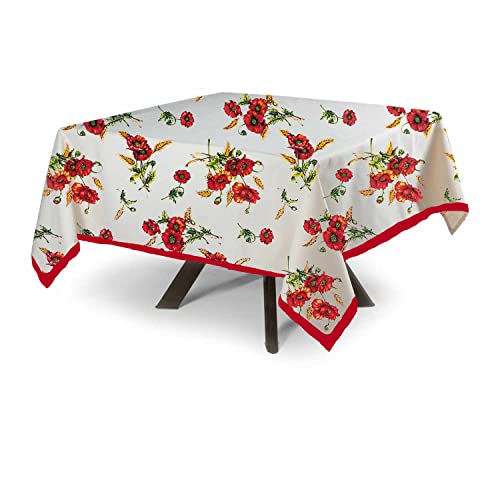 MyVorrei Nappe carrée motif coquelicot coton 100 % 90 x 90 cm