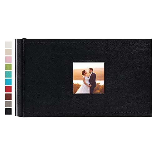 potricher Small Photo Album 4x6 100 Photos, Leather Cover, Black