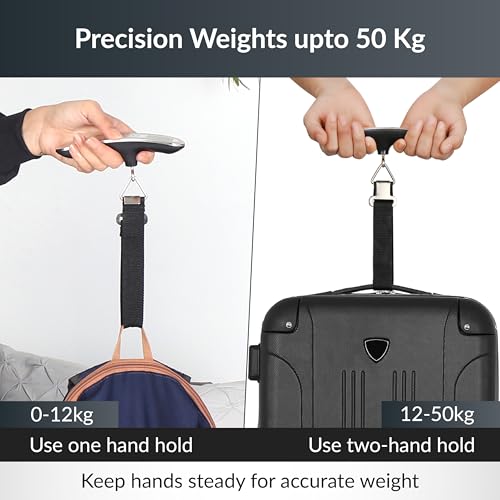 Image of GoTrippin by Destinio Travel Combo Pack - 50 Kg Digital Luggage Scale (Steel Body) + Universal International Adapter with Dual USB 5V 2.4A (12W) for Worldwide (Weighing Scale Silver +12W Adapter)