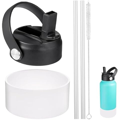 LLCJYYCY Straw Lid for Hydroflask,Lids with Straw and Hydro flask Water Bottle Boot for Hydro Flask Sports Water Bottles 32 40oz,BPA-Free, Non-Toxic (Black&White) Cover