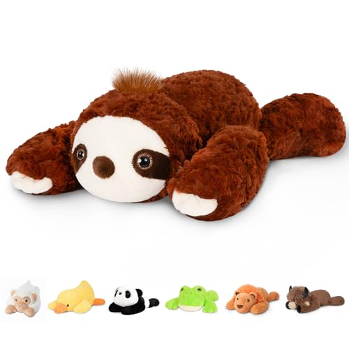 Image of Niuniu Daddy Sloth Weighted Stuffed Animals, 20 Inch 3.3 lbs Weighted Plushies, Heavy Calming Body Pillow for Sleeping, Sensory Lying Lap Pad Toy Huggable Gift for Kids and Adults