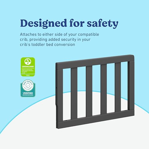 Image of Storkcraft & Graco Toddler Safety Guardrail with Slats (Gray) - GREENGUARD Gold Certified, Converts Compatible Storkcraft & Graco Crib to Toddler Bed, Each Guardrail Sold Individually