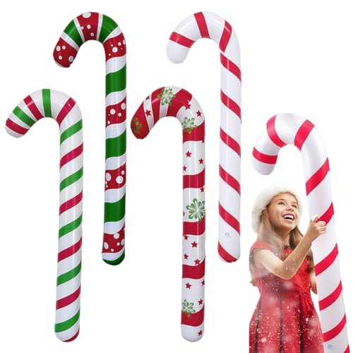 YUZHEDM 4 Piezas Bastones Caramelo Navidad, Hinchable Navidad, Decoración Navideña, Adornos Navideños, Adecuado para Fiestas Temáticas de Dulces, Fiestas de Nochevieja y de Cumpleaños