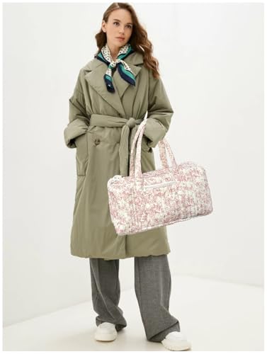 Cute Duffle Bags for Women, Floral Travel Coquette Tote Mini Quilted Gym Shoulder Purse for Travel (floral pink)2