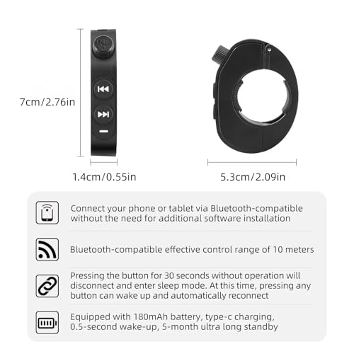 Mando multimedia Bluetooth para manubrio de coche y bicicleta con boton inalámbrico resistente 6