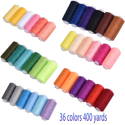Hilo para coser 36 colores 400 yardas poliéster miniatura 4