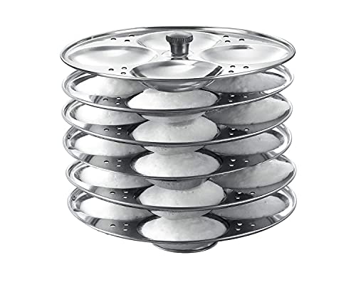 Image of BLeaf Stainless Steel - Regular Idli Stand /Idli Plates (6 Plates - 24 Idlis)