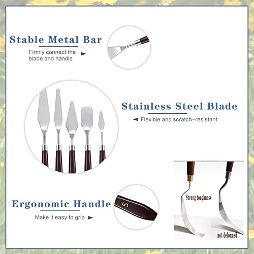 25Pcs Painting Knives Set, Painting Knife Stainless Steel Palette Knife Metal Knife Wooden Handle Plastic Palette Knife Set-Knives #TOP2