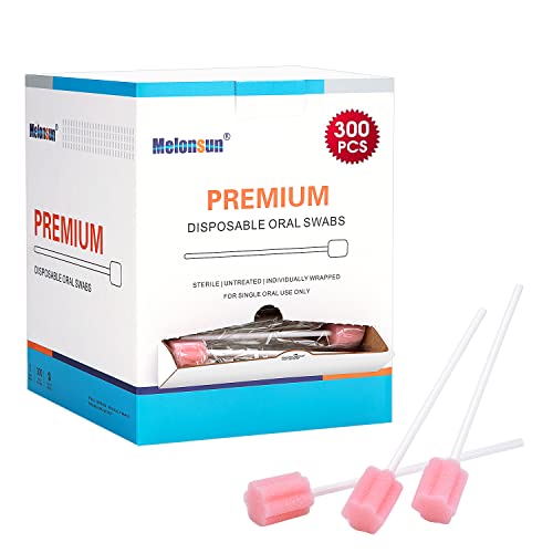 300 Pcs Oral Swabs-Unflavored & Sterile Disposable Dental Swabsticks For Mouth Cleaning- Individually Wrapped (Blossom Pink) #TOP10