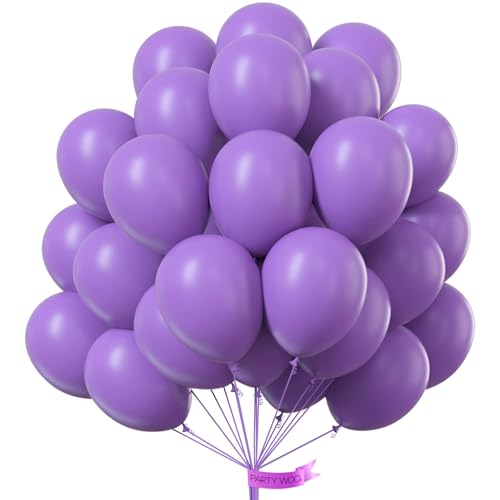 Image of PartyWoo Lavender Balloons 50 pcs 12 Inch Light Purple Pastel Purple Lilac Latex Helium Balloons for Graduation Baby Shower Wedding Butterfly Birthday Party Decorations Purple-Y15