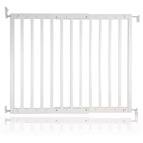 Safetots Chunky Wooden Screw Fit Stair Gate White 63.5cm - 105.5cm Wood Baby Gate Screw Fit Safety Barrier Stylish Design and Practical Safety Gate Easy Installation