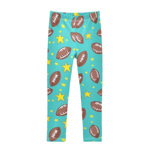 Wusikd Football Girls' Leggings Toddler Doodles Stars Kids Yoga Pants Dance Active Tights 4T