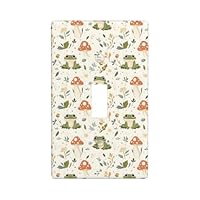 Cute Frog Mushroom 1 Print Light Switch Cover Plate, 1- Gang Standard Size 4.5\" x 2.76\", Decorative Toggle Wall Plate Covers, Unbreakable Polycarbonate Thermoplastic