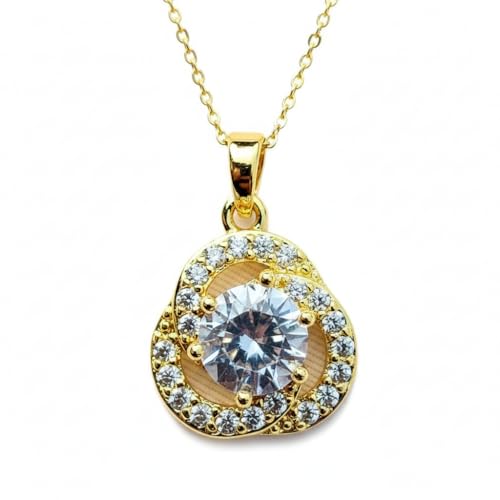 Pendentif solitaire Halo et médaillon LKBEADS en laiton doré avec chaîne câble