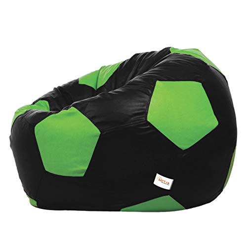 Image of Sattva Football XXXL Bean Bag Cover (Without Beans) Dual Colour - Black and Neon Green