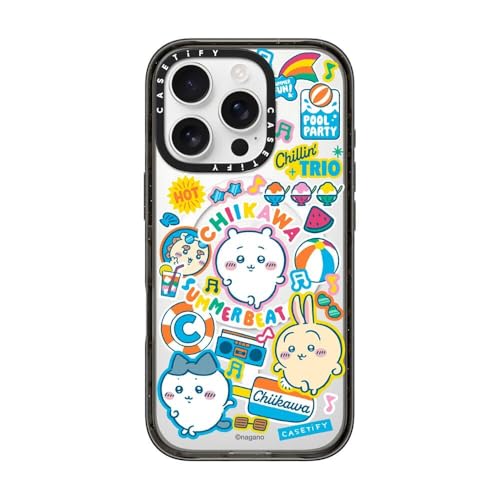 CASETiFY MagSafe �Ή��C���p�N�giPhone 16 Pro �P�[�X [MIL�K�i���� (4x MIL-STD-810G) / 2.5m����̗����������N���A / Chiikawa Co-Lab] - �N���A �u���b�N - Chiikawa 