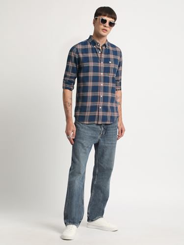 Image of THE BEAR HOUSE Men's Cotton Checked Slim Fit Casual Shirt